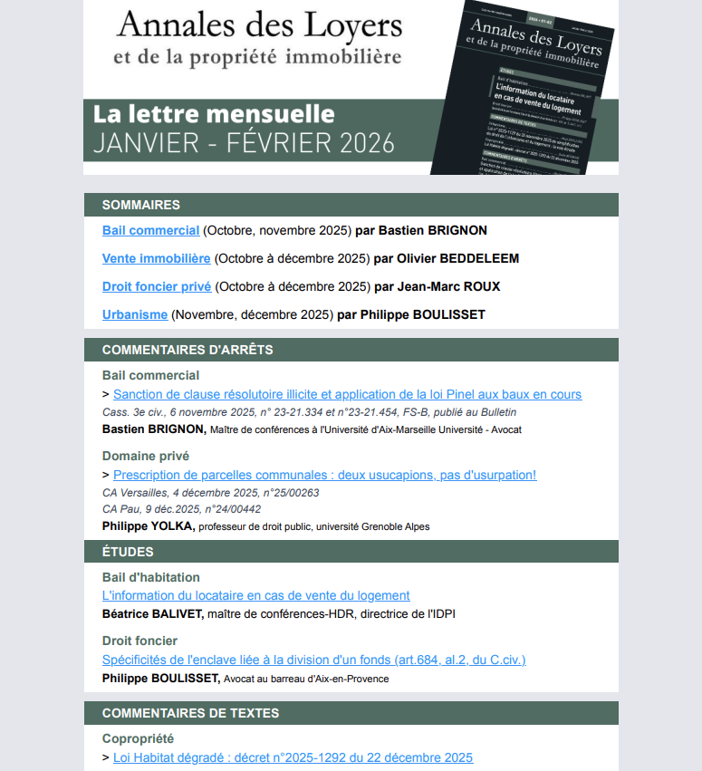 Newsletter janvier-février 2026