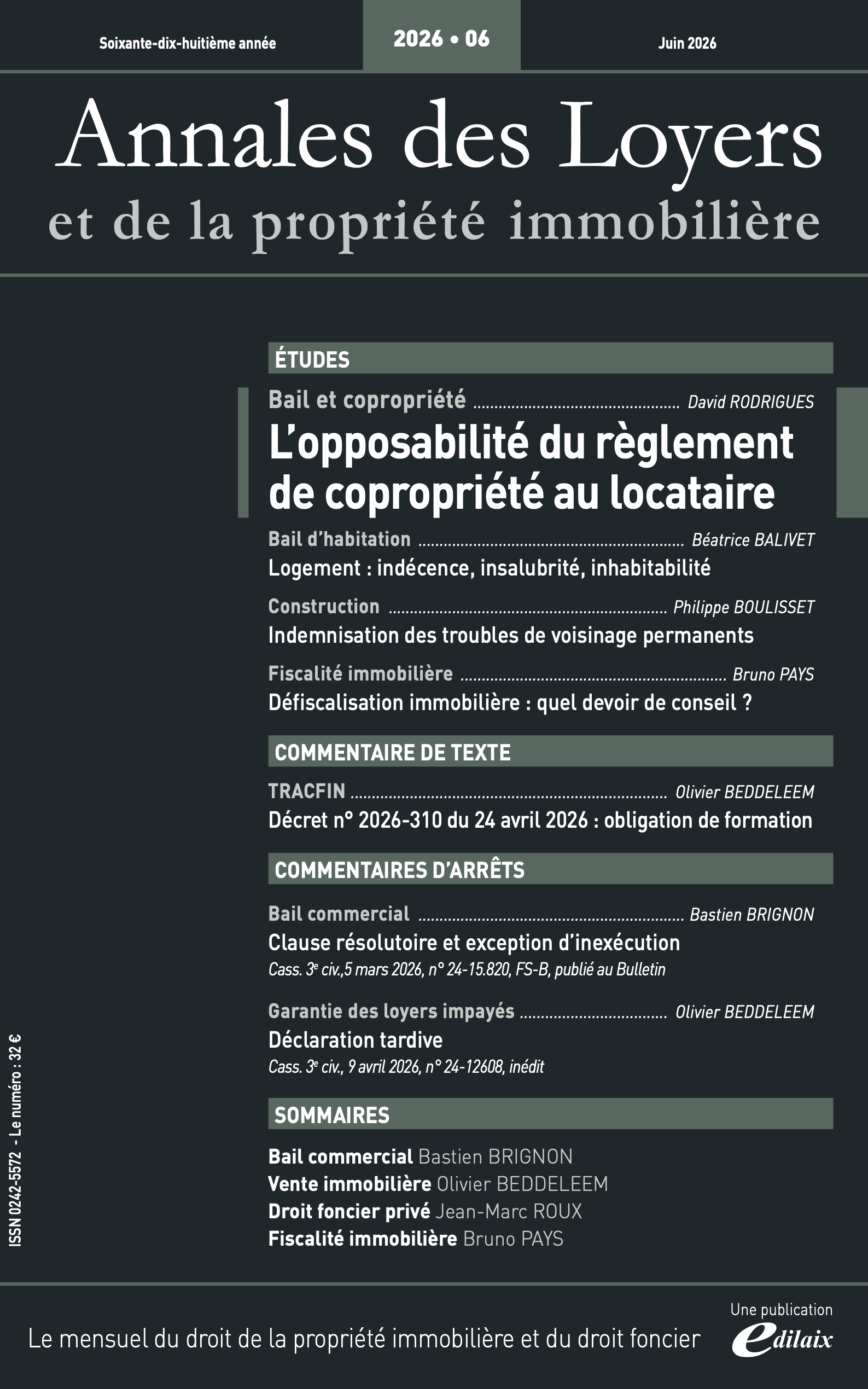 Annales des loyers N° 06 Juin 2026