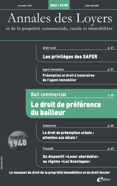 Annales des Loyers juillet août 2022